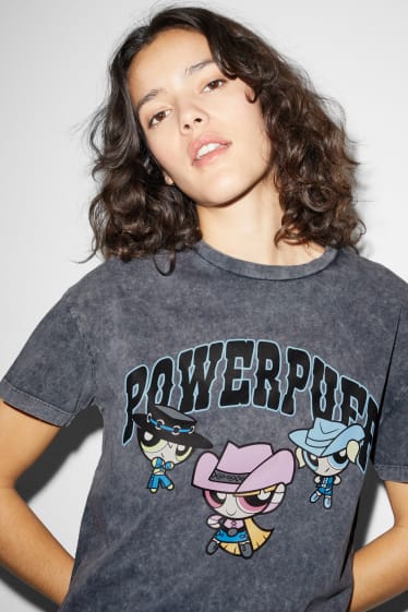 Dospívající a mladí - CLOCKHOUSE - tričko - Powerpuff Girls - tmavošedá