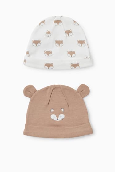 Bébés - Lot de 2 - bonnets pour bébé - beige