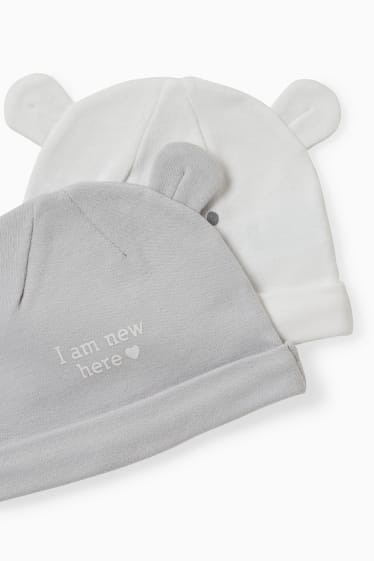 Bébés - Lot de 2 - bonnets pour bébé - blanc / gris