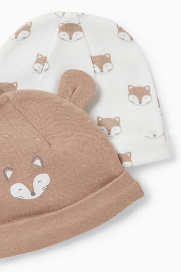 Bébés - Lot de 2 - bonnets pour bébé - beige