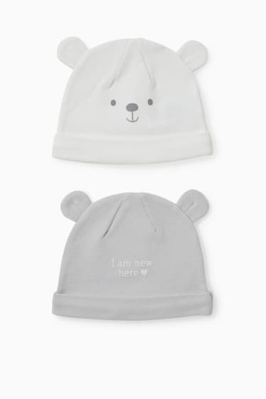 Bébés - Lot de 2 - bonnets pour bébé - blanc / gris