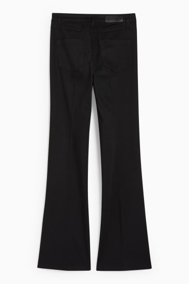 Femmes - Pantalon en toile - high-waist - flared - noir