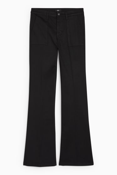 Femmes - Pantalon en toile - high-waist - flared - noir