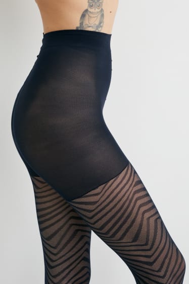 Dames - Panty - LYCRA® - 50 DEN - met patroon - zwart