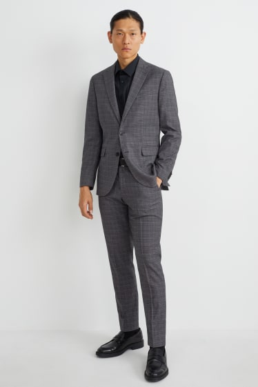 Hommes - Pantalon de costume - slim fit - LYCRA® - à carreaux - gris foncé