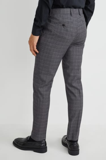 Hombre - Pantalón de vestir - colección modular - slim fit - LYCRA® - de cuadros - gris oscuro