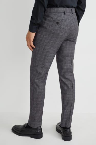 Uomo - Pantaloni coordinabili - slim fit - LYCRA® - a quadretti - grigio scuro