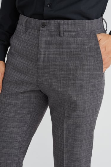 Pánské - Oblekové kalhoty - slim fit - LYCRA® - kostkované - tmavošedá