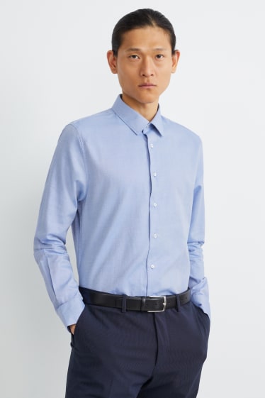 Pánské - Business košile - slim fit - kent - snadné žehlení - světle modrá