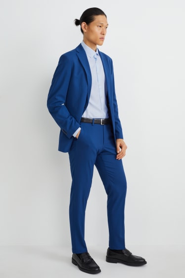 Heren - Business-overhemd - slim fit - cut away - gemakkelijk te strijken - met stippen - lichtblauw