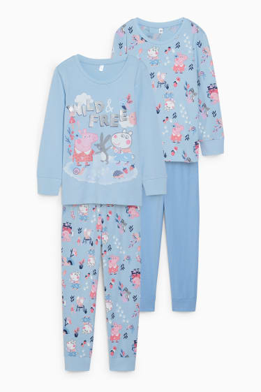 Dzieci - Wielopak 2 szt. - Świnka Peppa - piżama - 4 części - jasnoniebieski