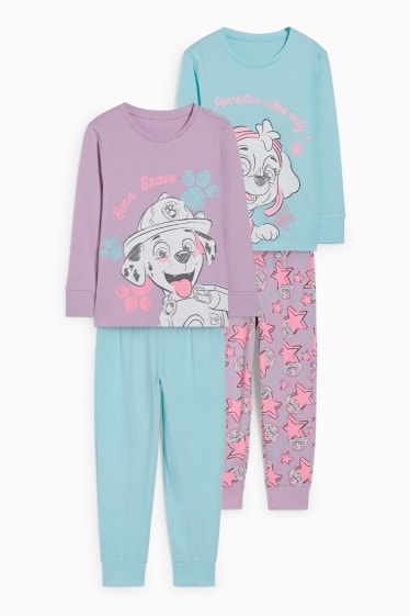 Kinderen - Set van 2 - Paw Patrol - pyjama - 4-delig - roze / turquoise