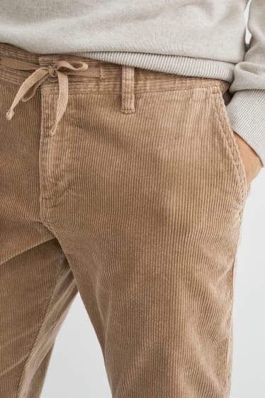Men - Corduroy trousers - tapered fit - Flex - LYCRA® - beige