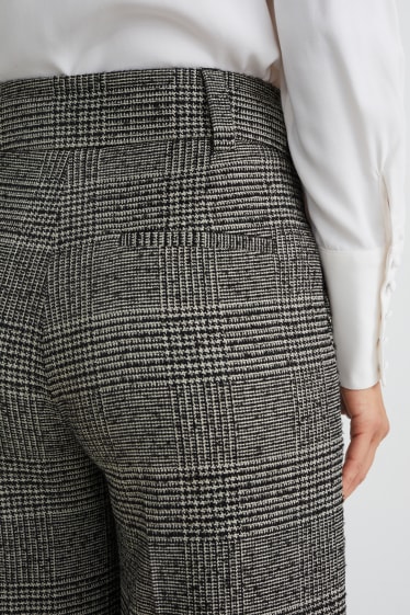 Dona - Pantalons de tela - high waist - wide leg - quadres - negre/gris