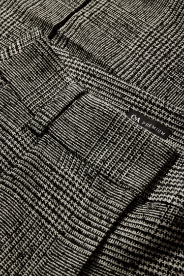 Donna - Pantaloni di stoffa - vita alta - gamba ampia - a quadretti - nero / grigio