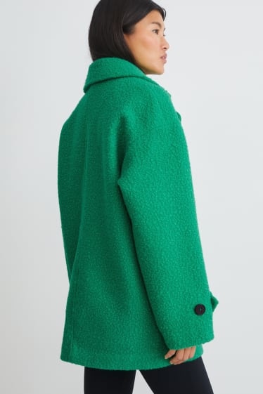 Femmes - Manteau en maille bouclée - vert