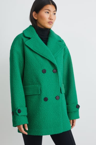 Femmes - Manteau en maille bouclée - vert