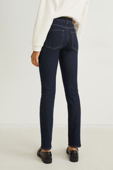 Women - Slim jeans - mid-rise waist - thermal jeans - LYCRA® - denim-dark blue