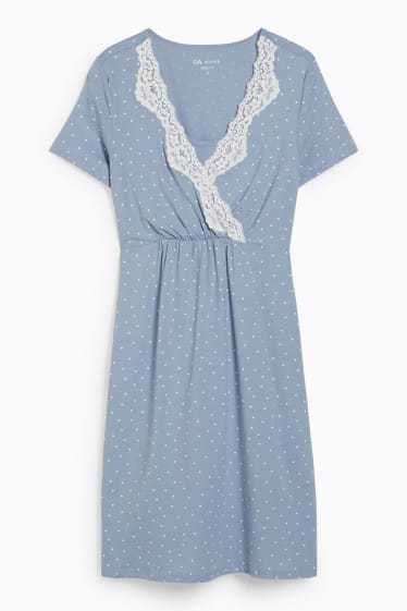 Donna - Camicia da notte per allattamento - a pois - azzurro