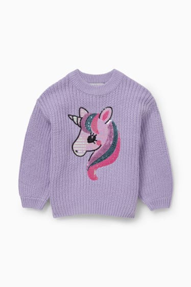Children - Unicorn - jumper - shiny - light violet