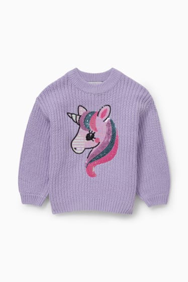 Copii - Fete - Unicorn - pulover - aspect lucios - violet deschis