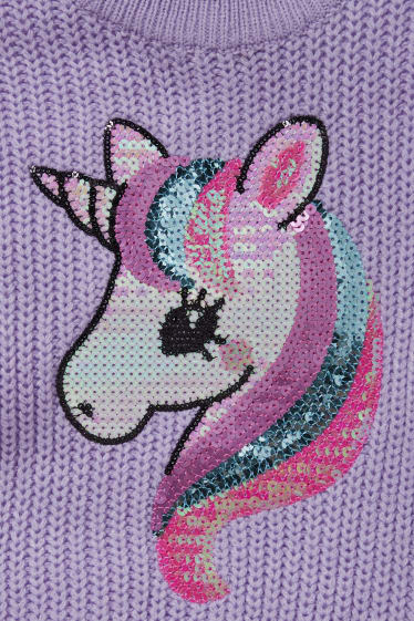 Copii - Fete - Unicorn - pulover - aspect lucios - violet deschis