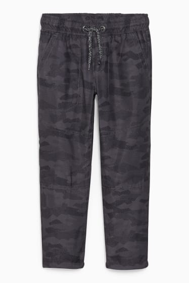 Enfants - Pantalon doublé - à motif - gris foncé