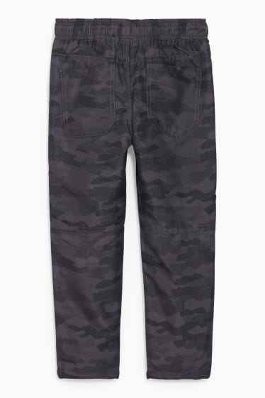 Enfants - Pantalon doublé - à motif - gris foncé