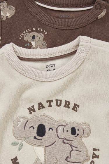 Bébés - Lot de 2 - sweats bébé - beige chiné