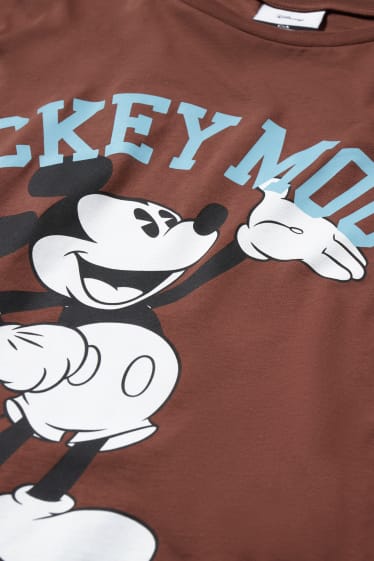 Dámské - CLOCKHOUSE - tričko - Mickey Mouse - tmavohnědá