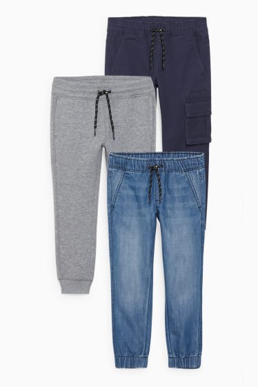 Kinder Buben - Multipack 3er - Jeans, Cargohose und Jogginghose - dunkelblau