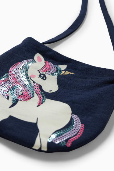 Enfants filles - Licorne - ensemble - robe et sac - 2 pièces - bleu foncé