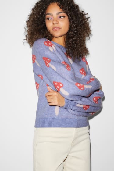 Kobiety - CLOCKHOUSE - sweter - ze wzorem - niebieski