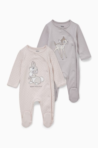 Babies - Multipack of 2 - Bambi - baby sleepsuit - gray