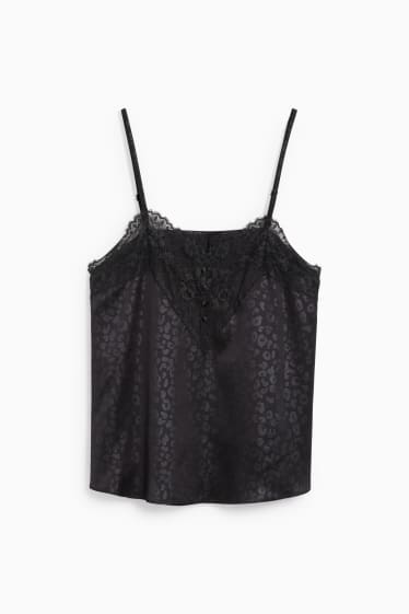 Damen - Pyjama-Top - schwarz