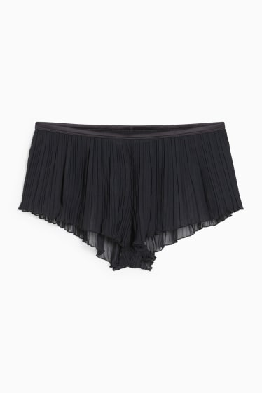 Damen - Boxershorts - plissiert - schwarz