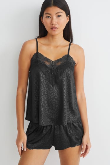 Damen - Pyjama-Top - schwarz