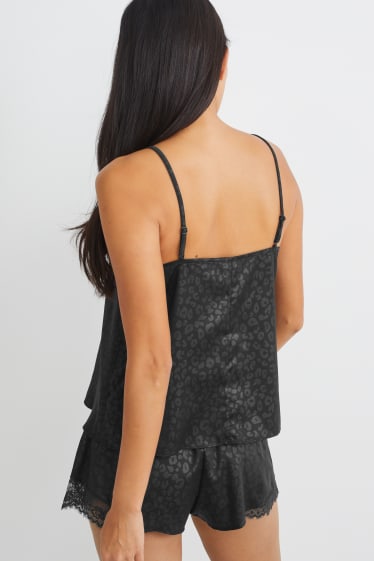 Damen - Pyjama-Top - schwarz