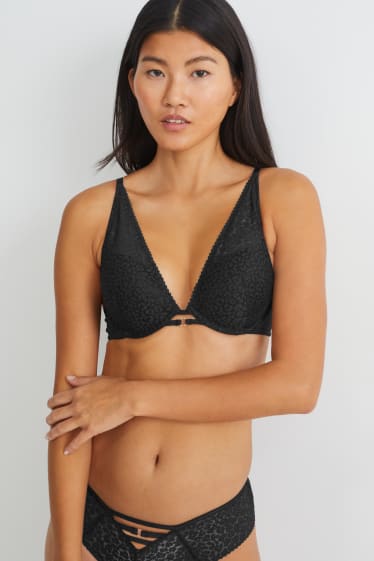 Femmes - Soutien-gorge à armature - PLUNGE - ampliforme - push-up - noir