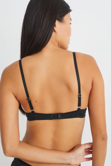 Dames - BH met beugels - PLUNGE - voorgevormd - push-up - zwart