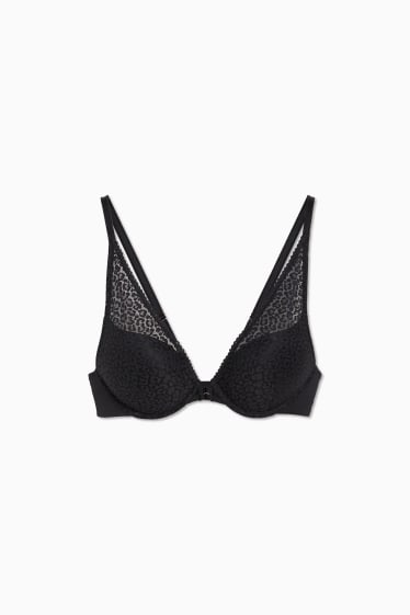 Femmes - Soutien-gorge à armature - PLUNGE - ampliforme - push-up - noir