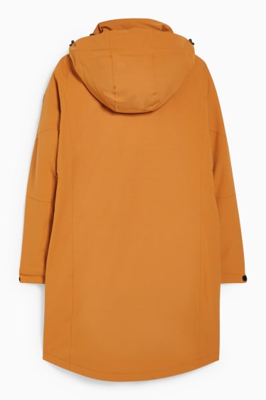 Women - Rain jacket with hood - toffee coloured