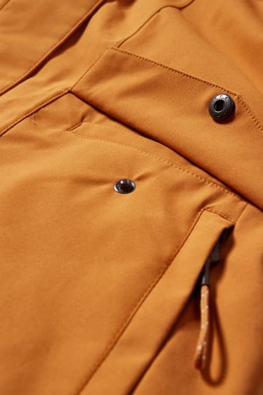 Women - Rain jacket with hood - toffee coloured