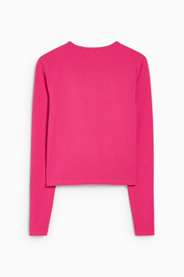 Dámské - CLOCKHOUSE - krátké tričko s dlouhým rukávem - neonově růžová