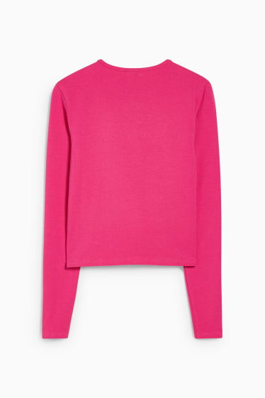 Women - CLOCKHOUSE - cropped long sleeve top - neon pink