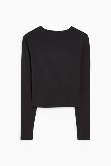 Damen - Crop Langarmshirt - schwarz