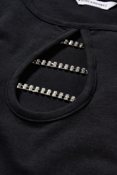 Mujer - CLOCKHOUSE - camiseta crop de manga larga - negro