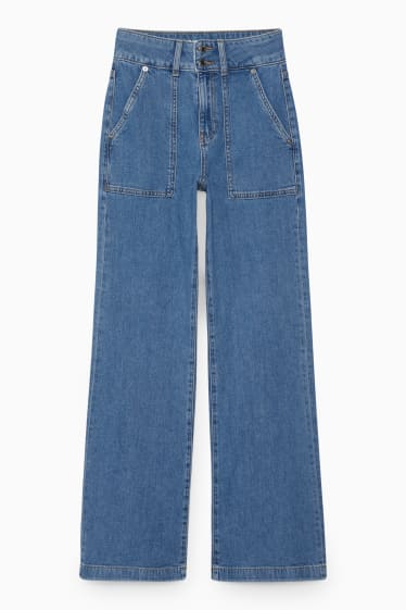 Femei - CLOCKHOUSE - wide leg jeans - talie înaltă - denim-albastru