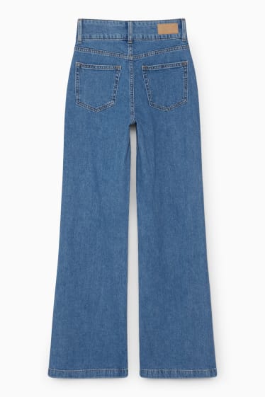 Femmes - CLOCKHOUSE - jean à jambes évasées - high waist - jean bleu