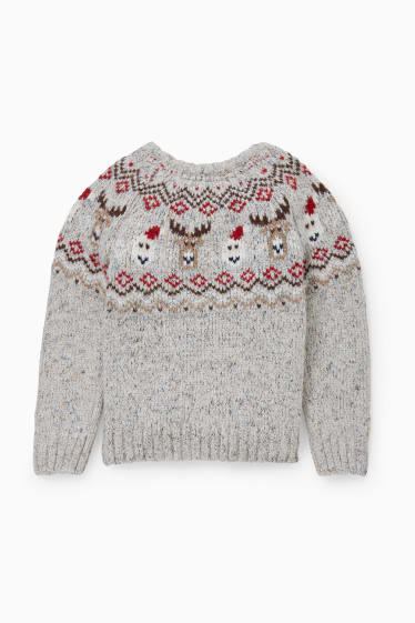 Children Boys - Christmas jumper - Rudolph and Father Christmas - light gray-melange